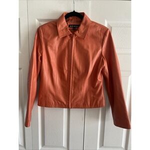 Revue Womens Small Orange Lambs Leather Jacket Full Zip